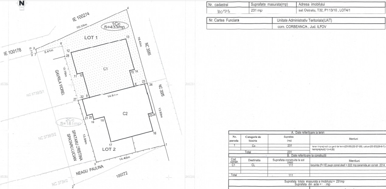 CORBEANCA-OSTRATU, DUPLEX P+E+M 