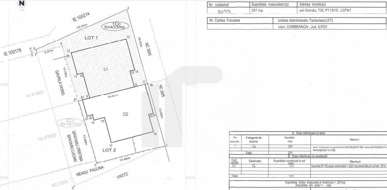 CORBEANCA-OSTRATU, DUPLEX 97 MP, LOT 231 MP 
