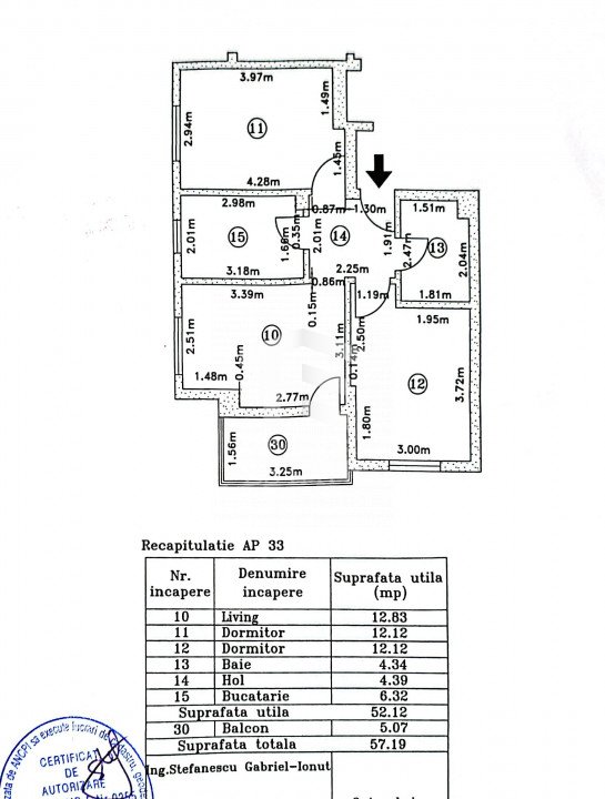 3 camere | Mobilat | Centrala proprie | 2 locuri parcare